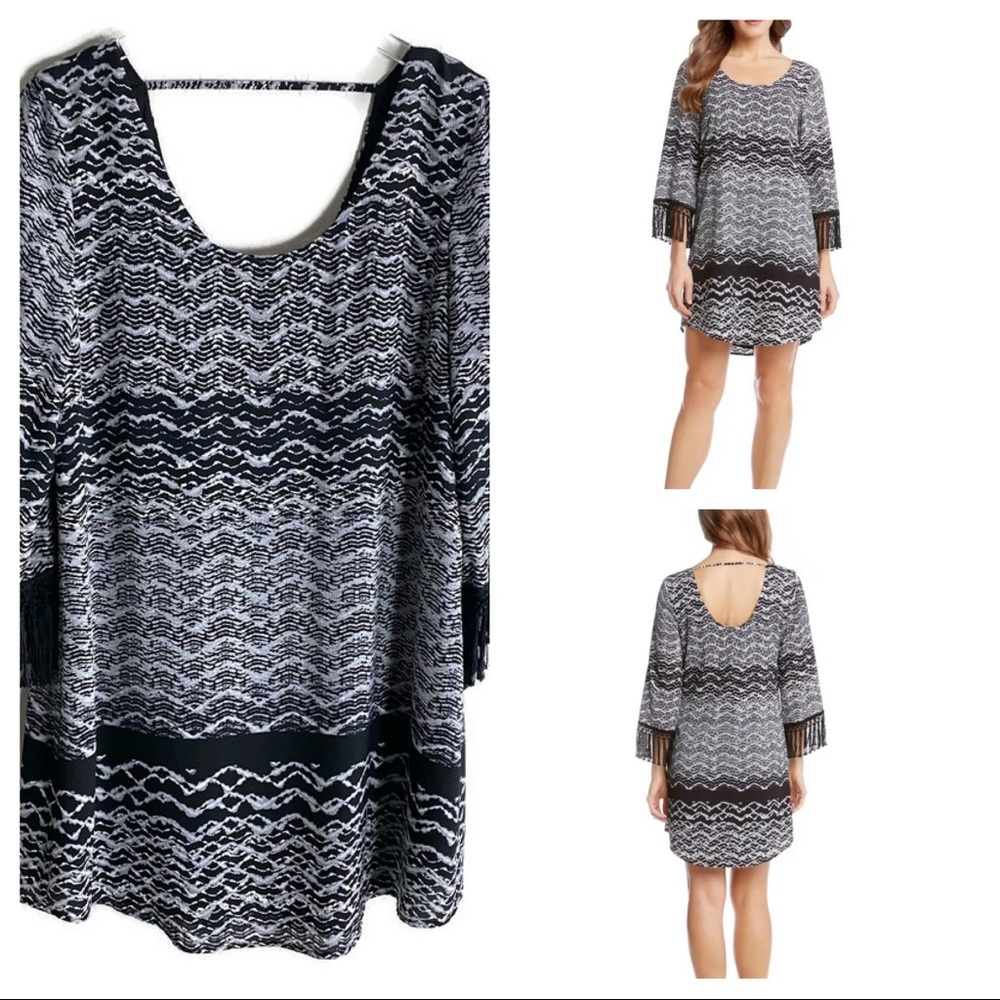Karen Kane Fringe Sleeve Tunic Dress XL